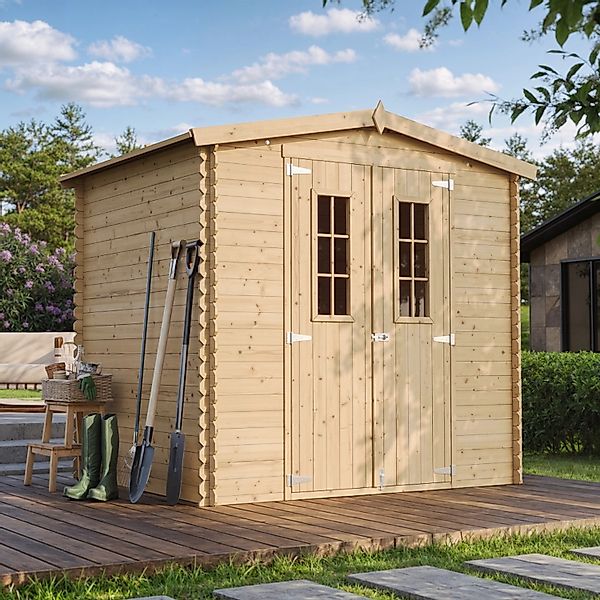 Timbela Holz-Gartenhaus M369C Beige Braun 4,33 m² FSC® günstig online kaufen