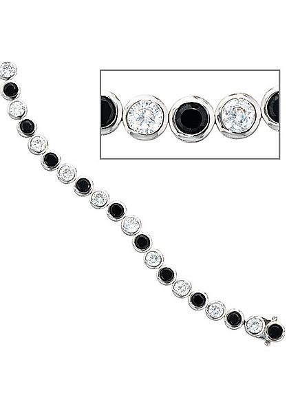 JOBO Silberarmband Tennisarmband schwarz weiß, 925 Silber rhodiniert mit Zi günstig online kaufen