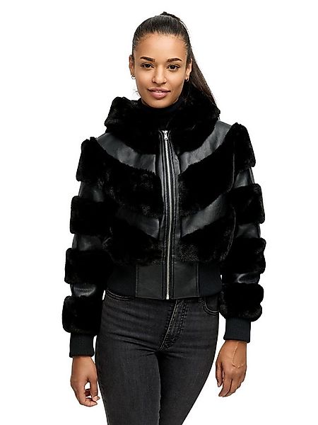 Tazzio Winterjacke F803 mit Kapuze, im Bomber-Style & Fell-Streifen-Look günstig online kaufen