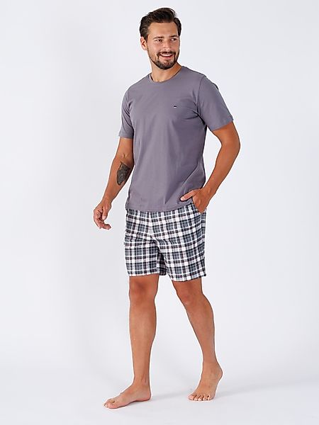 HOTBERG Pyjama Schlafanzug kurz mit karierter günstig online kaufen