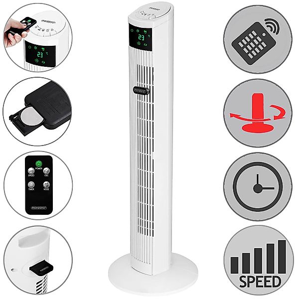 Turmventilator Weiß 96cm inkl Fernbedienung günstig online kaufen