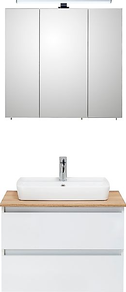 Saphir Badmöbel-Set "Quickset 360 2-teilig, Keramik-Aufsatzbecken mit LED-S günstig online kaufen
