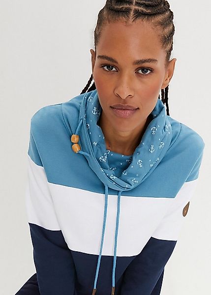 bonprix Sweatshirt mit voluminösem, bedrucktem Kragen, mit Tunnelzug am Kra günstig online kaufen