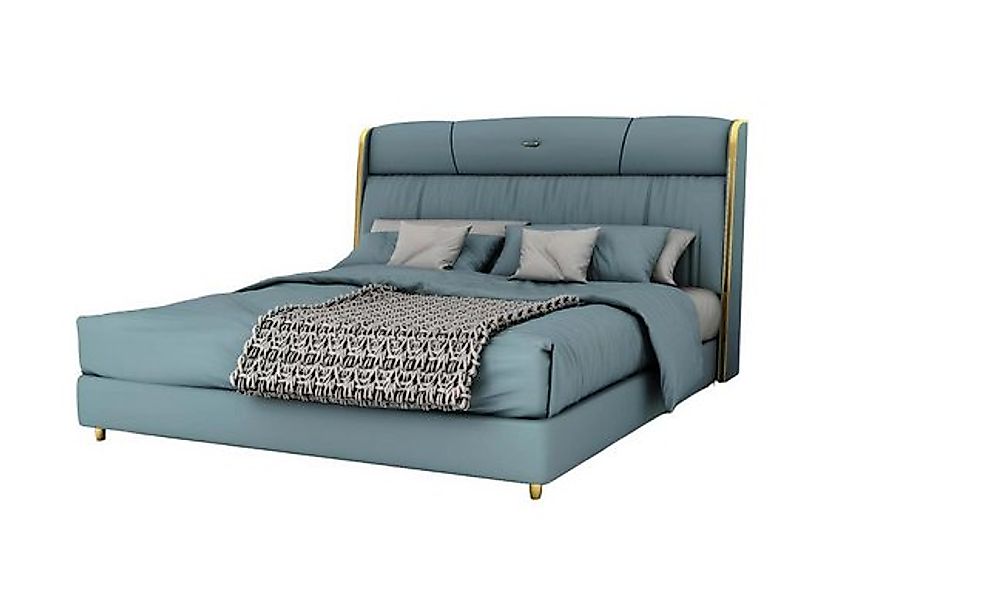 Xlmoebel Bett Schlafzimmer mit blauem Doppelbett, Designer-Möbel Bett aus H günstig online kaufen