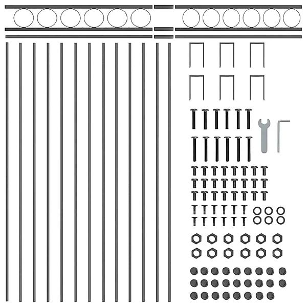 vidaXL Gartenzaun Grau Stahl 42003915 günstig online kaufen