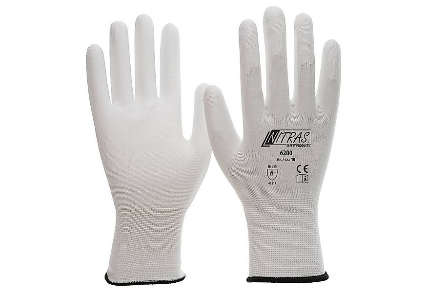 Nitras Arbeitshandschuhe 6200 Montagehandschuh Nylon Maler weiß PU Handschu günstig online kaufen