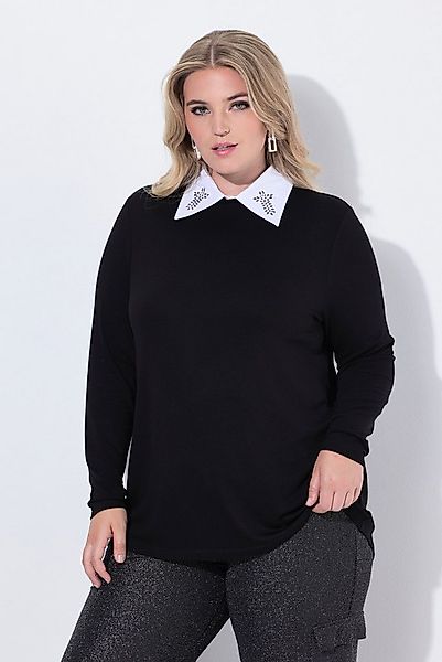 MIAMODA Strickpullover Pullover A-Linie abnehmbarer Hemdkragen günstig online kaufen