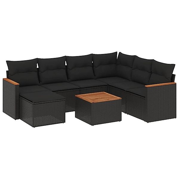 vidaXL 8-Tlg Garten-Sofagarnitur mit Kissen Schwarz Poly Rattan 3226209 günstig online kaufen