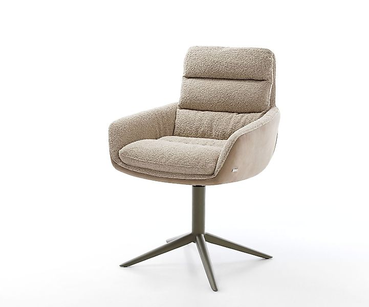 Drehstuhl Abelia-Flex mit Armlehnen Materialmix Schlamm Fußkreuz Weiß 360° günstig online kaufen