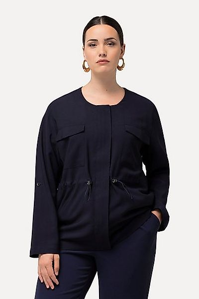 Ulla Popken Kurzjacke Jacke Tunnelzug Rundhals 3/4-Arm günstig online kaufen