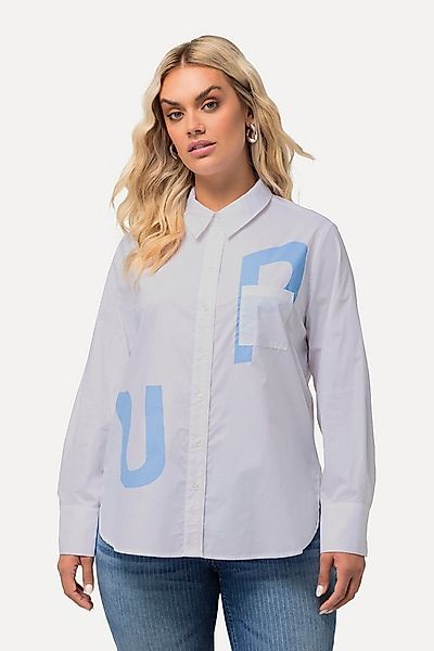 Ulla Popken Hemdbluse Hemdbluse Buchstaben Hemdkragen Langarm günstig online kaufen
