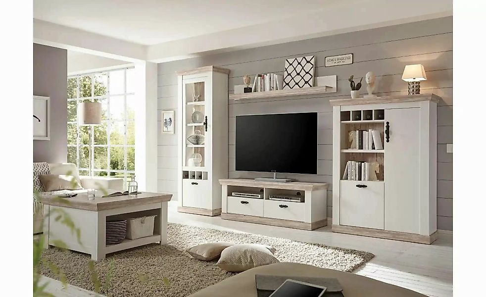 Wohnwand  Roble ¦ weiß ¦ Maße (cm): B: 330 H: 201 Kommoden & Sideboards > W günstig online kaufen