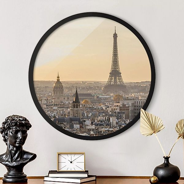 Rundes Gerahmtes Bild Paris im Morgengrauen günstig online kaufen