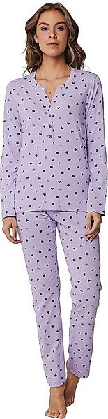 Rebelle Schlafanzug Damen Pyjama Herzen Allover (2 tlg) günstig online kaufen