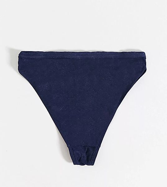 Wolf & Whistle – Fuller Bust – Exclusive Eco – Bikinihose in Marineblau mit günstig online kaufen