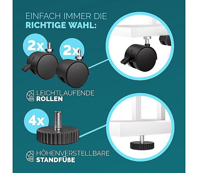 Casaria Beistelltisch, mit 4 Rollen 2 Bremsen 50x35x70cm 40kg Belastbarkeit günstig online kaufen