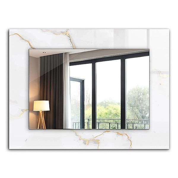 Tulup Bedruckter Spiegel Weißes Marmormuster Rechteckig Spiegel 80x60 cm Be günstig online kaufen