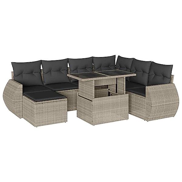 vidaXL 8-Tlg Garten-Sofagarnitur mit Kissen Hellgrau Poly Rattan 3268702 günstig online kaufen