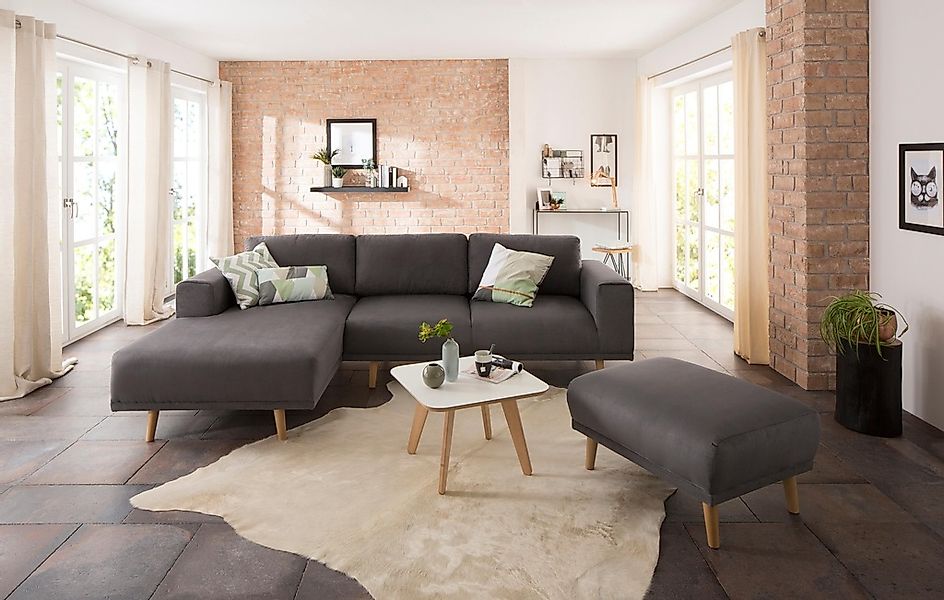 Home affaire Ecksofa "Lasse L-Form" im scandinavischen Stil mit Holzfüßen günstig online kaufen