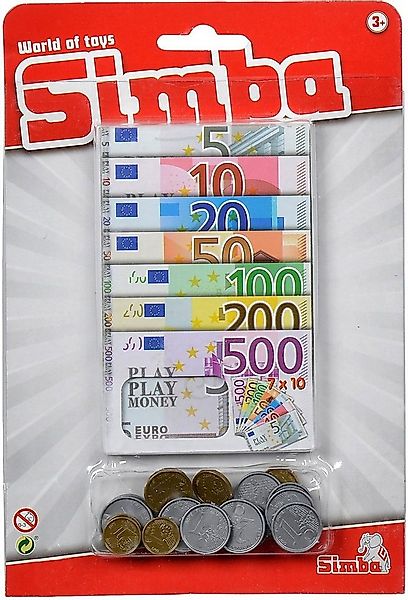 SIMBA Spielgeld Spielzeug Shopping Euro Spielgeld 24 Münzen und 70 Scheine günstig online kaufen