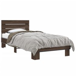 vidaXL Bett Bettgestell Braun Eichen-Optik 90x200 günstig online kaufen