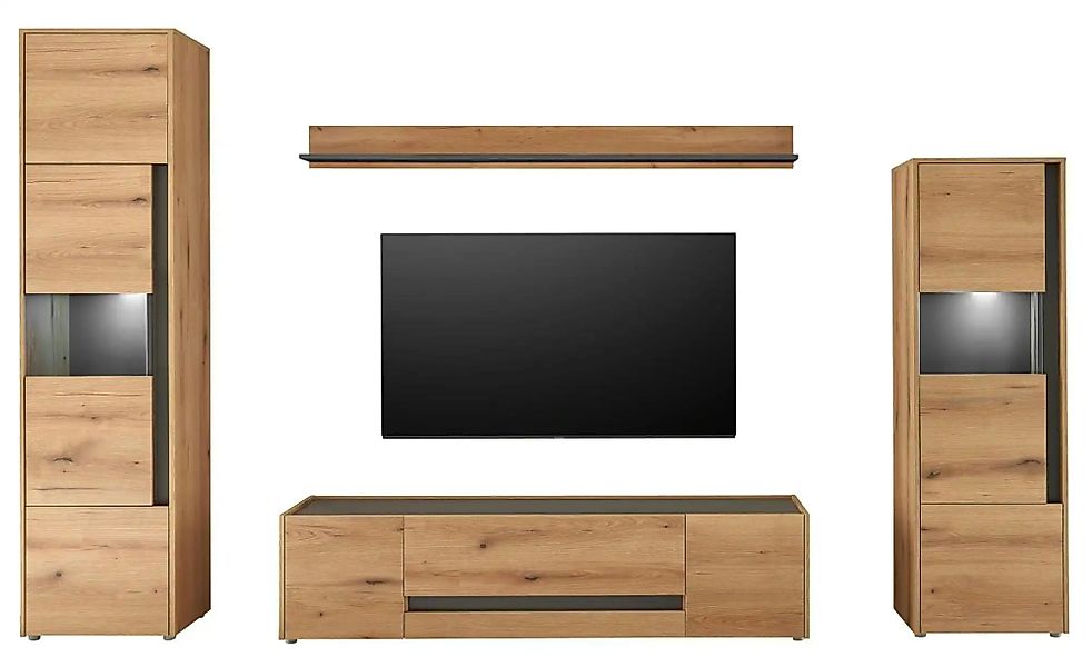 Wohnwand   ¦ holzfarben ¦ Maße (cm): B: 310 H: 197 Kommoden & Sideboards > günstig online kaufen