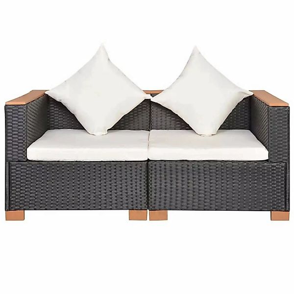 Gartensofa Poly Rattan Schwarz günstig online kaufen