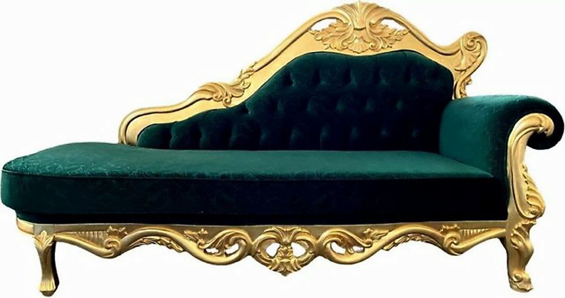 Casa Padrino Chaiselongue Luxus Barock Chaiselongue Grün / Gold - Handgefer günstig online kaufen