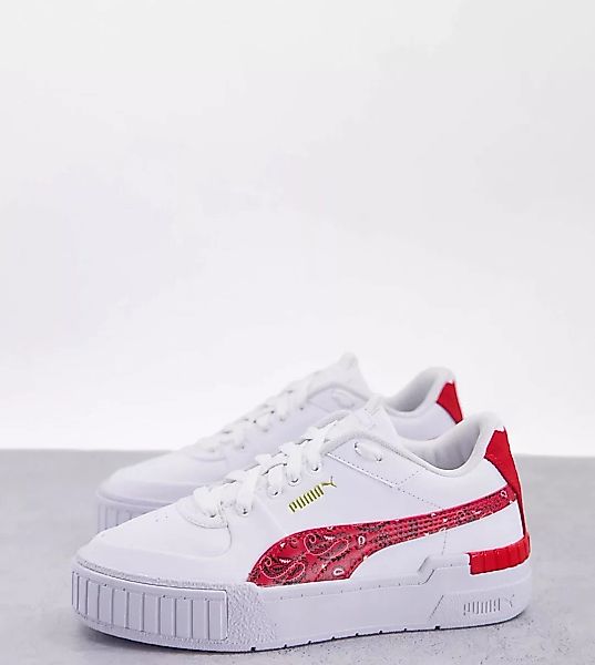 Puma – Cali Sport – Sneaker in Weiß mit rotem Paisley-Muster günstig online kaufen