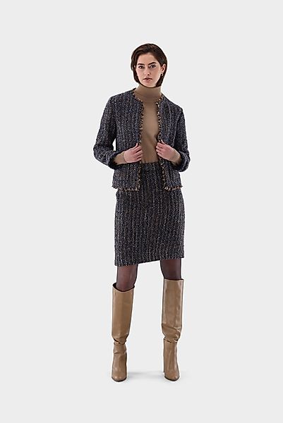 Tweedjacke mit gefransten Kanten günstig online kaufen