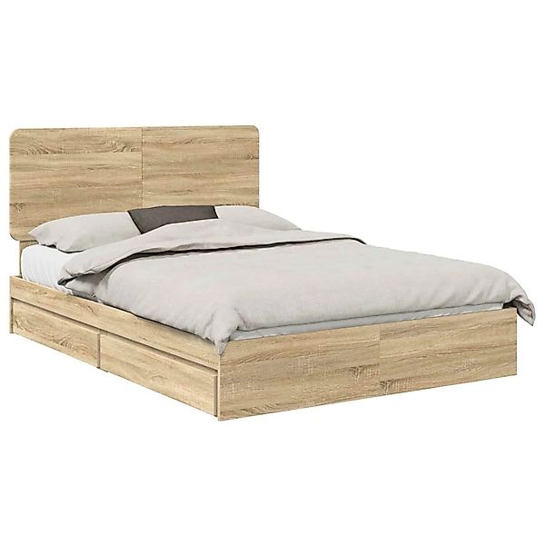 vidaXL Stauraumbett Sonoma-Eiche 140 x 200 cm Holzwerkstoff 3412681 günstig online kaufen