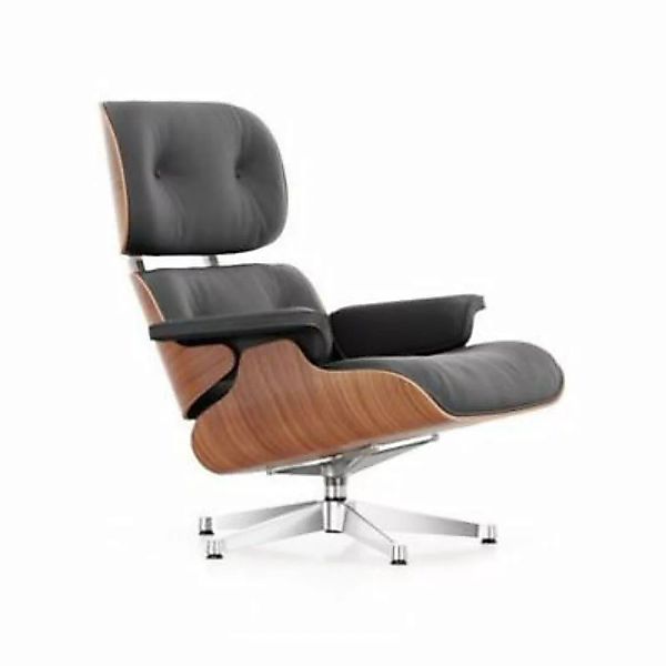 Drehsessel Lounge Chair leder schwarz / Eames, 1956 - Kirschbaum / Drehbar günstig online kaufen