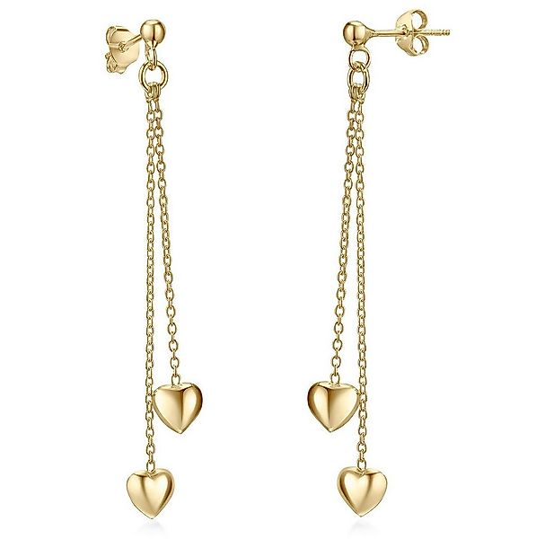 Materia Paar Ohrhänger Herzen Gold Pendel lang 55mm SO-248, 925 Sterling Si günstig online kaufen