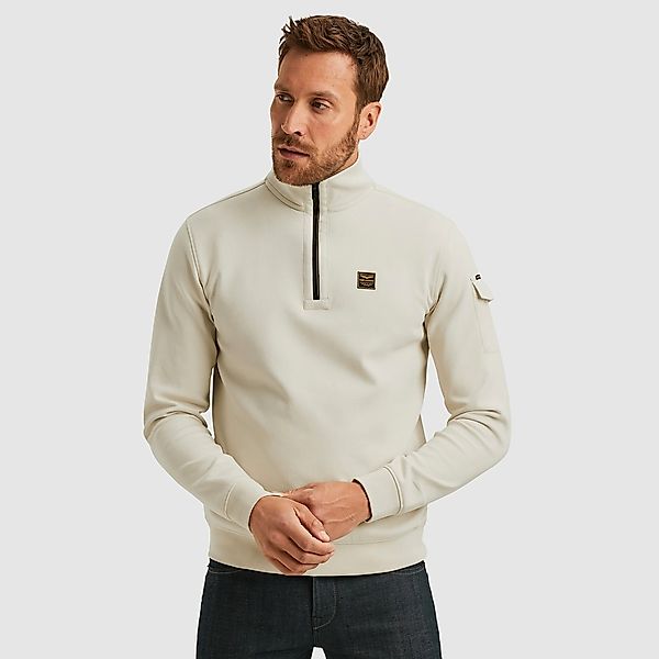 PME Legend Half Zip Sweater Interlock Jersey Ecru - Größe XXL günstig online kaufen