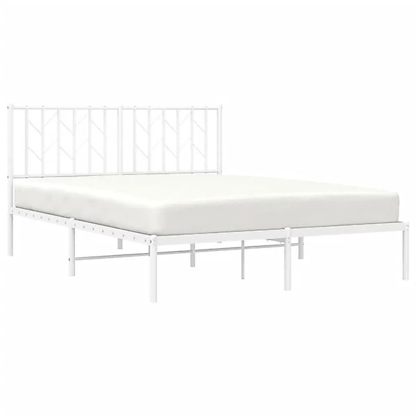 vidaXL Bettgestell mit Kopfteil Metall Weiß 135x190 cm 374485 günstig online kaufen