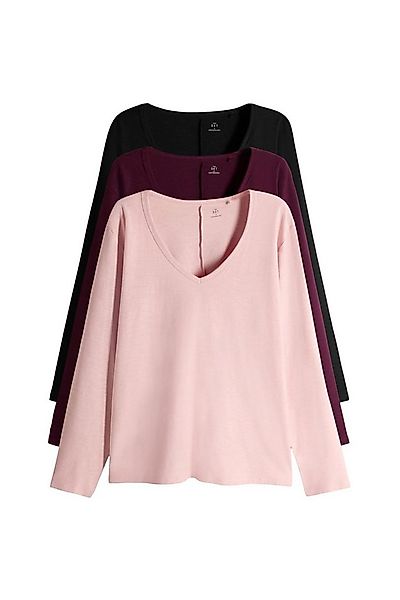 The Set Langarmshirt The Set Langarmshirts mit V-Ausschnitt, 3er-Pack (3-tl günstig online kaufen