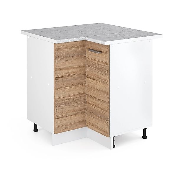 Vicco Eckunterschrank R-Line Küchen Eckschrank Sonoma/Weiß 76 cm AP Marmor günstig online kaufen