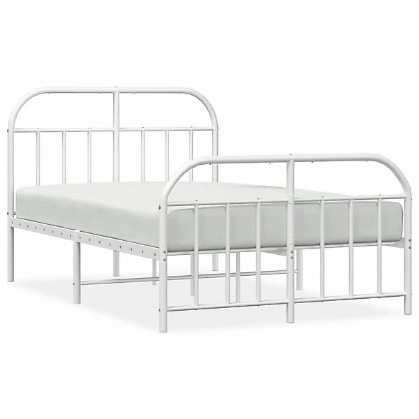 vidaXL Bettgestell mit Kopf- und Fußteil Metall Weiß 120x190 cm Modell 1217 günstig online kaufen