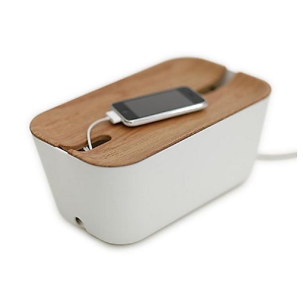 Bosign Aufbewahrungsbox Kabel-Box Cable Organiser Hideaway Weiß-Holzoptik ( günstig online kaufen