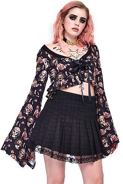 Jawbreaker Plisseerock Houndstooth Printed School Skirt Gothic Lace Spitze günstig online kaufen