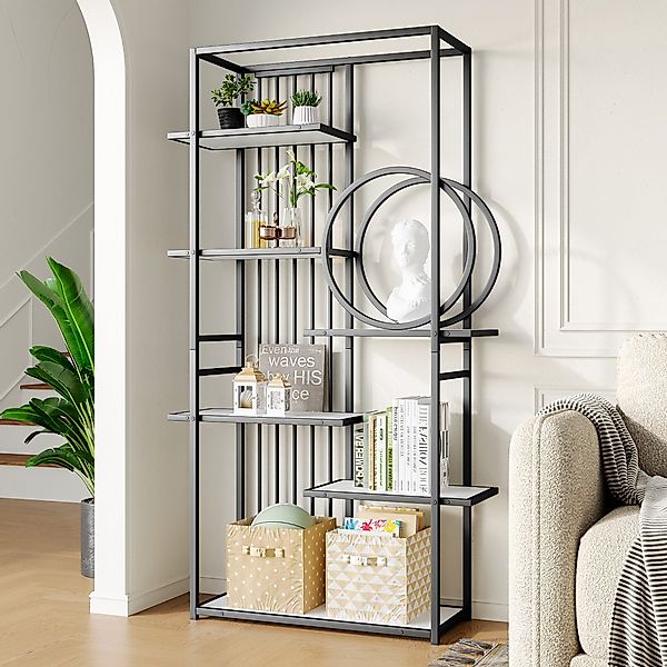 REDOM Bücherregal Metallregal,Wandregal, Modernes Metallregal Weiß-Schwarz, günstig online kaufen