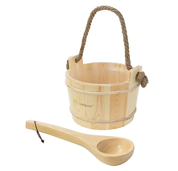 LuxeBath Sauna-Aufgussset 2-teilig Saunazubehör-Set aus massivem Kiefernhol günstig online kaufen