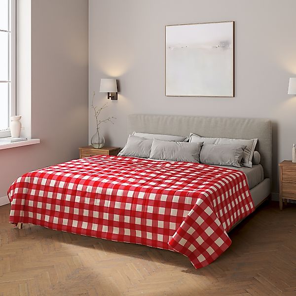 Tagesdecke mit Streifen-Steppung, ecru-rot kariert, Quadro (136-18) günstig online kaufen