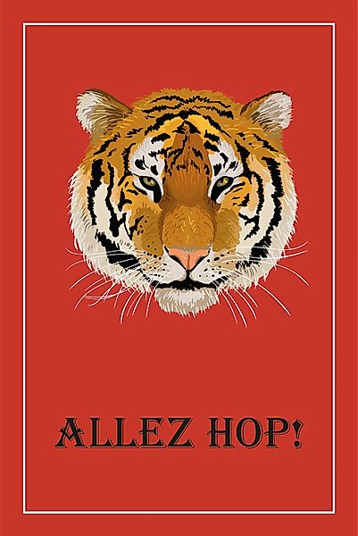 queence Leinwandbild "Tiger ALLEZ HOP" Kunst  Modern  Raubkatzen  Schriftzu günstig online kaufen