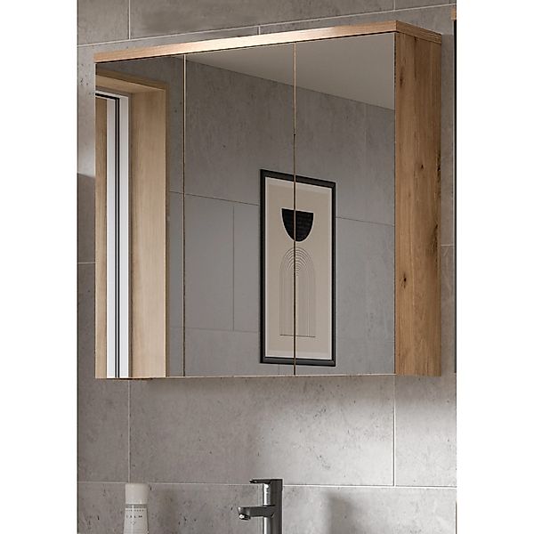 Inn.Furn Spiegelschrank Eiche 80 cm mit Soft-Close Oderzo günstig online kaufen