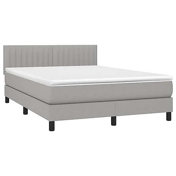 vidaXL Boxspringbett mit Matratze & LED Hellgrau 140x200 cm Stoff 3133317 günstig online kaufen