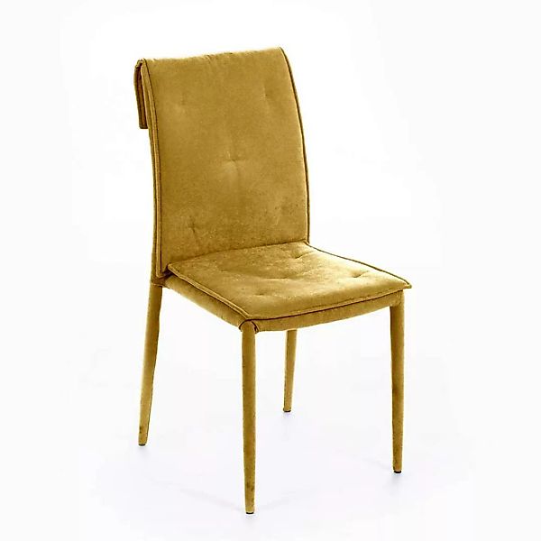 Esstisch Stühle in modernem Design Microfaser in Gelb (4er Set) günstig online kaufen