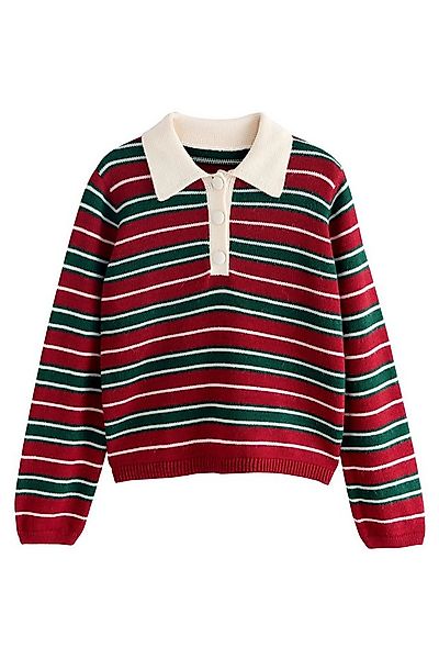 Next Polokragenpullover Gestreifter Co-Ord Polopullover (1-tlg) günstig online kaufen
