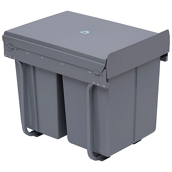 HOMCOM Einbaumülleimer Kunststoff Metall Grau 48L x 34,2B x 41,8H cm günstig online kaufen