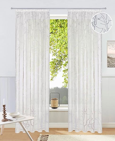 my home Gardine "Anna" Kräuselband 1 Stk. tlg. Viskose, Polyester, Äste-Mot günstig online kaufen